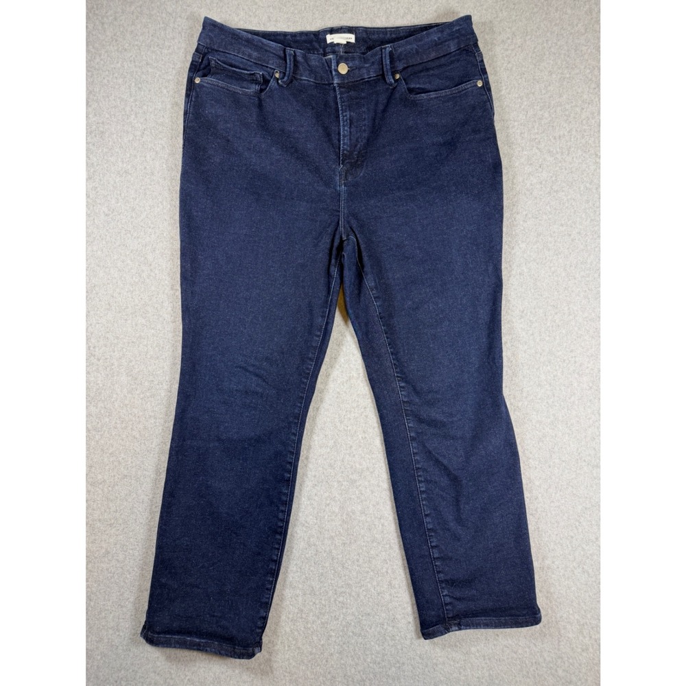 Good American Always Fits Good Legs Cigarette Jeans Women 14-18 Blue Dark Wash
